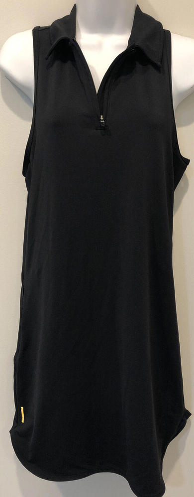 Lole Woman's Sleeveless Black Dress Athleisure Racerback Collar Zipper Sz Small